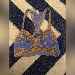 Free People intimates lace bralette - blue and yellow size small